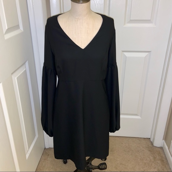 AVEC LES FILLES Black Long Sleeve Crepe Dress 8 - Picture 2 of 12